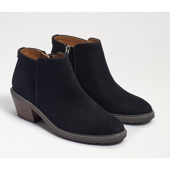 Sam Edelman Pryce Rain Repellent Suede Bootie Boot Black Size 8.5 NEW - Picture 1 of 12